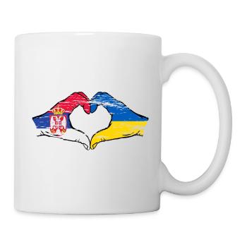 Serbie Ukraine drapeau mains forme coeur utilisé - Mug blanc - blanc - Droite