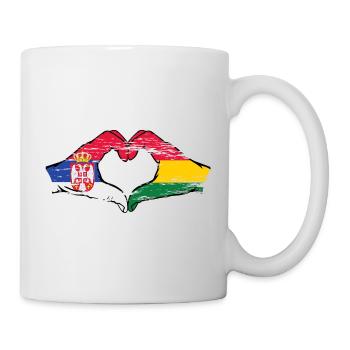 Serbie Bolivie drapeau mains forme coeur utilisé - Mug blanc - blanc - Droite