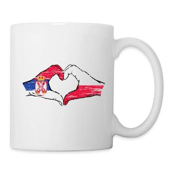 Serbie Pologne drapeau mains forme coeur utilisé - Mug blanc - blanc - Droite