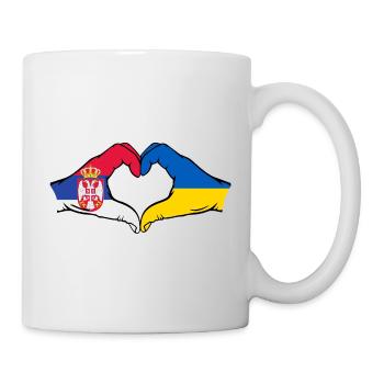 Serbia Ukraine Flag Hands Heart Shape - Mug - white - Right
