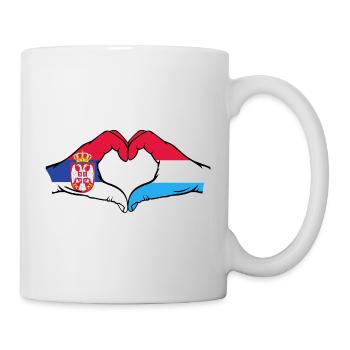 Mains du drapeau de la Serbie au Luxembourg en forme de coeur - Mug blanc - blanc - Droite
