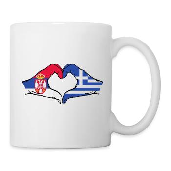 Serbia Greece Flag Hands Heart Shape - Mug - white - Right