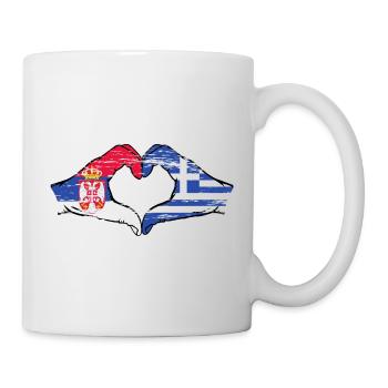 Serbie Grèce drapeau mains forme coeur utilisé - Mug blanc - blanc - Droite