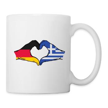 Germany Greece Flag Hands Heart Shape - Mug - white - Right