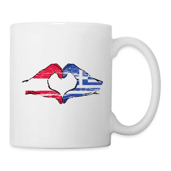 Austria Greece Flag Hands Heart Shape - Mug - white - Right