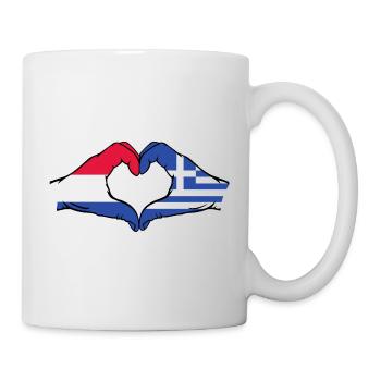Holland Greece Flag Hands Heart Shape - Mug - white - Right