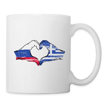 Russia Greece Flag Hands Heart Shape Used - Mug - white - Right