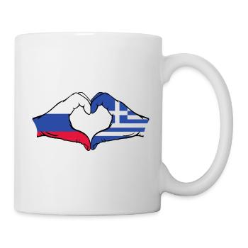 Russia Greece Flag Hands Heart Shape - Mug - white - Right