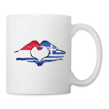 Hollande Grèce Drapeau Mains Coeur Forme Utilisé - Mug blanc - blanc - Droite