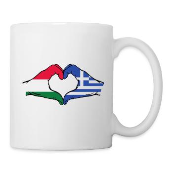 Hungary Greece Flag Hands Heart Shape - Mug - white - Right
