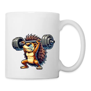 Starker Igel Gewichtheber mit Hantel Comic Tier - Tasse - Weiß - Rechts