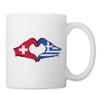 Switzerland Greece Flag Hands Heart Shape - Mug - white - Right