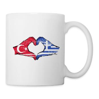 Türkei Griechenland Flagge Hände Herzform used - Tasse - Weiß - Rechts