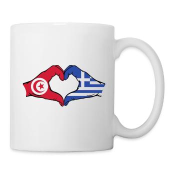 Tunisia Greece Flag Hands Heart Shape - Mug - white - Right
