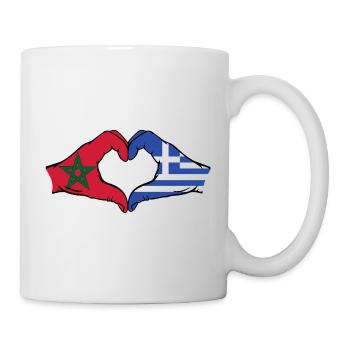 Morocco Greece Flag Hands Heart Shape - Mug - white - Right