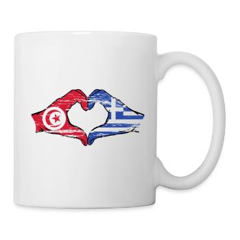 Tunisia Greece flag hands heart shape used - Mug - white - Right