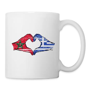 Drapeau du Maroc Grèce Mains Coeur Forme Utilisé - Mug blanc - blanc - Droite