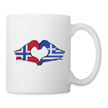 Norway Greece Flag Hands Heart Shape - Mug - white - Right