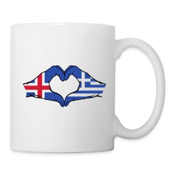 Iceland Greece Flag Hands Heart Shape - Mug - white - Right