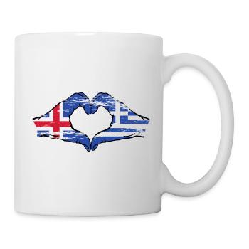 Island Griechenland Flagge Hände Herzform used - Tasse - Weiß - Rechts