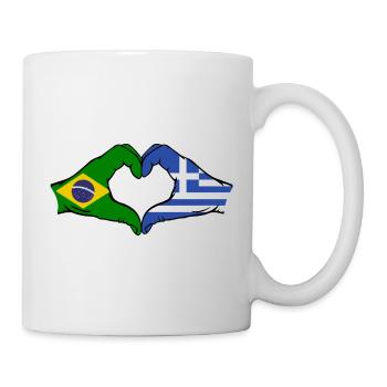 Brésil Grèce Drapeau Mains Coeur Forme - Mug blanc - blanc - Droite