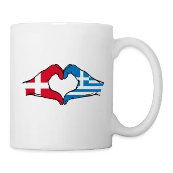 Denmark Greece Flag Hands Heart Shape - Mug - white - Right