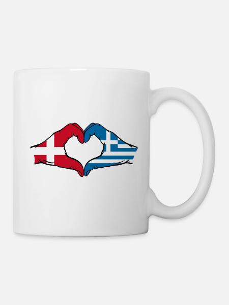 Dänemark Griechenland Flagge Hände Herzform - Tasse - Weiß