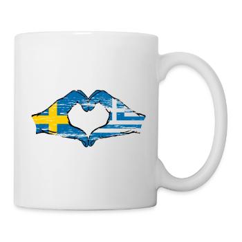 Sweden Greece Flag Hands Heart Shape Used - Mug - white - Right