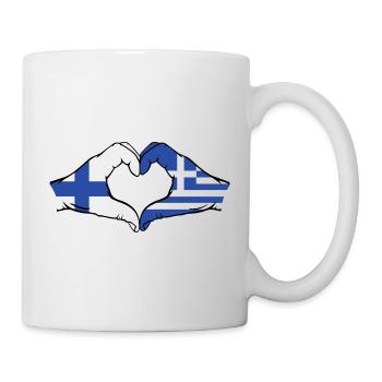 Finlande Grèce Drapeau Mains Coeur Forme - Mug blanc - blanc - Droite