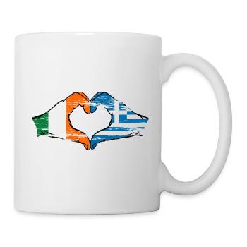 Irland Griechenland Flagge Hände Herzform used - Tasse - Weiß - Rechts