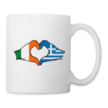 Ireland Greece Flag Hands Heart Shape - Mug - white - Right