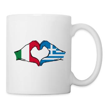 Italy Greece Flag Hands Heart Shape - Mug - white - Right