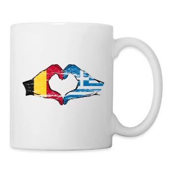 Belgien Griechenland Flagge Hände Herzform used - Tasse - Weiß - Rechts