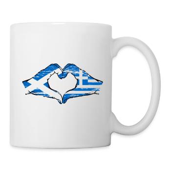 Mains de drapeau de l’Écosse Grèce en forme de coeur utilisé - Mug blanc - blanc - Droite