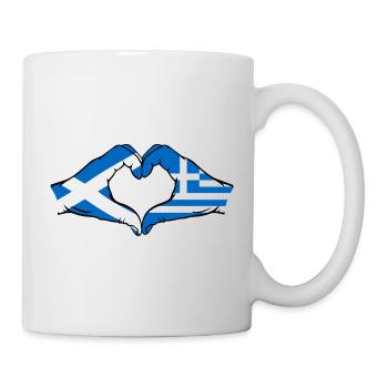 Scotland Greece Flag Hands Heart Shape - Mug - white - Right