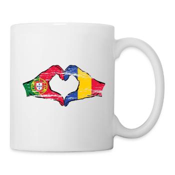 Portugal Roumanie Drapeau Mains Coeur Forme Utilisé - Mug blanc - blanc - Droite