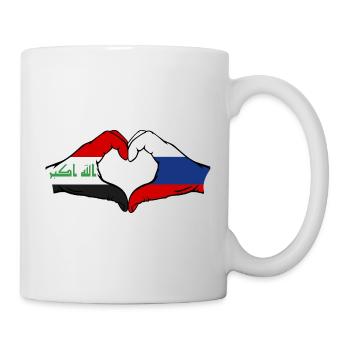Iraq Russia Flag Hands Heart Shape - Mug - white - Right