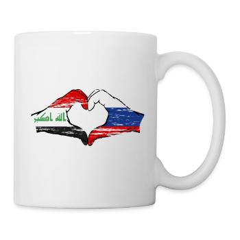 Irak Russie Drapeau Mains Coeur Forme De Coeur - Mug blanc - blanc - Droite