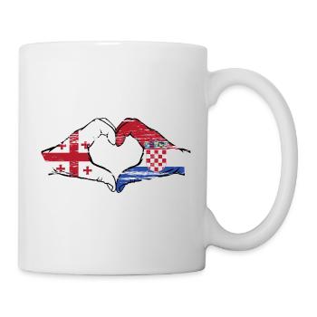 Georgien Kroatien Flagge Hände Herzform used - Tasse - Weiß - Rechts