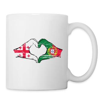 Géorgie Portugal Drapeau Mains Coeur Utilisé - Mug blanc - blanc - Droite