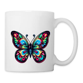 Bunter Schmetterling - Tasse - Weiß - Rechts