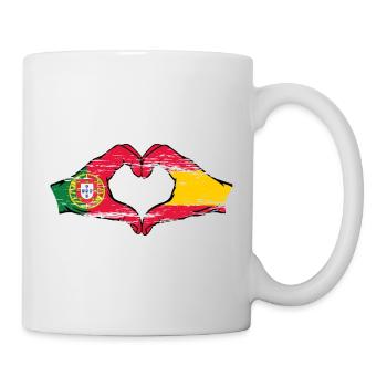 Portugal Espagne Drapeau Mains Coeur Forme Utilisé - Mug blanc - blanc - Droite