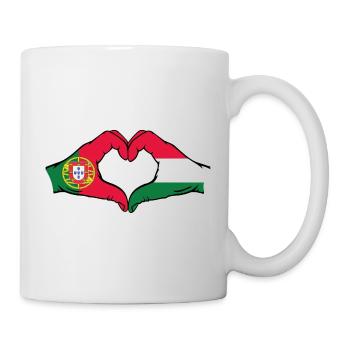 Portugal Hungary Flag Hands Heart Shape - Mug - white - Right