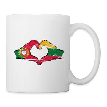 Portugal Lithuania flag hands heart shape used - Mug - white - Right