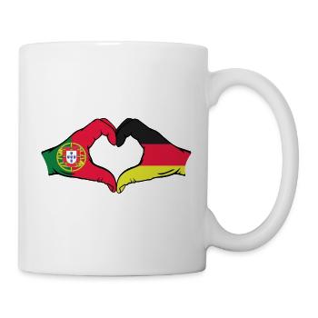 Portugal Deutschland Flagge Hände Herzform - Tasse - Weiß - Rechts