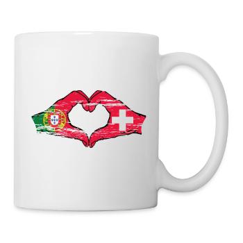 Portugal Suisse Drapeau Mains Coeur Utilisé - Mug blanc - blanc - Droite