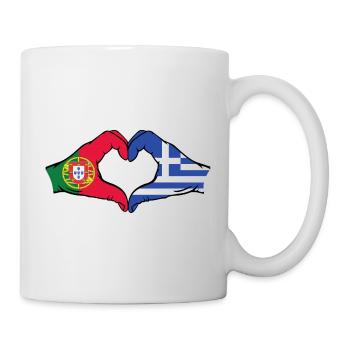 Portugal Greece Flag Hands Heart Shape - Mug - white - Right