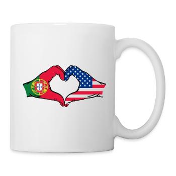 Portugal USA Flag Hands Heart Shape - Mug - white - Right