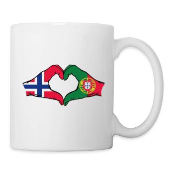 Norway Portugal Flag Hands Heart Shape - Mug - white - Right