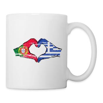 Portugal Greece Flag Hands Heart Shape Used - Mug - white - Right